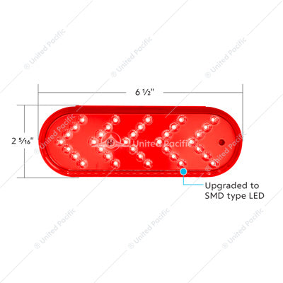 35 LED Reflector Oval Sequential Turn Signal Light Red Led Red Lens  -  39476