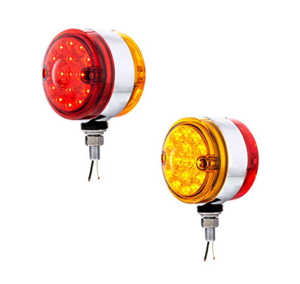 15 LED 3 Inch  Reflector Double Face Light  Amber & Red LED/Amber & Red Lens   -  39565