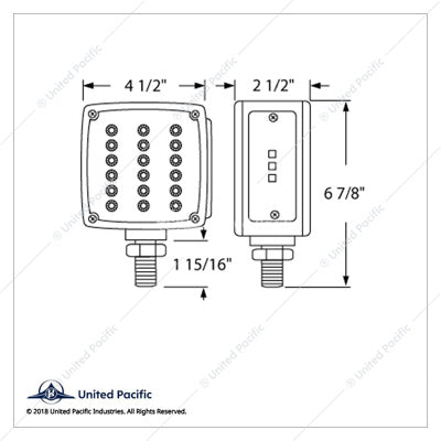 39 LED Square Double Face Reflector Turn Signal Light  -  39681