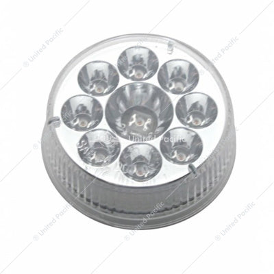 9 LED 2-1/2" Round Pure Reflector Light (Clearance/Marker) - Red LED/Clear Lens  -  39742