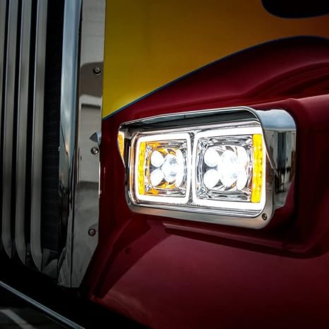 10 High Power LED Chrome Projection Headlight W/ LED Turn Signal & Position Light Bar Passenger Side - 35824