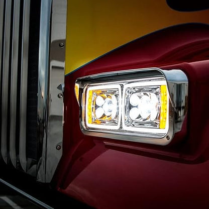 10 High Power LED Chrome Projection Headlight W/ LED Turn Signal & Position Light Bar Passenger Side - 35824