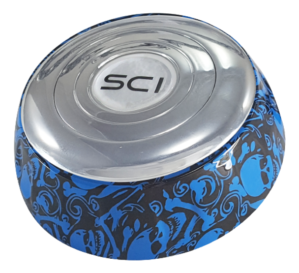 Skull Blue 18" Steering Wheel with Chromed 4 Spoke - 539-3039-77502