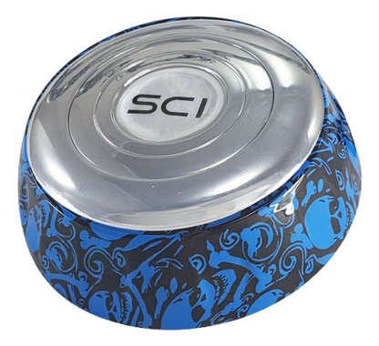 Skull Blue 18" Steering Wheel with Chromed 4 Spoke - 539-3039-77502