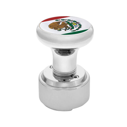 Thread-On Gearshift Knob w/ 9/10 Speed Adapter & Mexico Flag Sticker Chrome - 70826