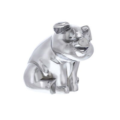 Chrome Die-Cast Sitting Pig Ornament  -  72046