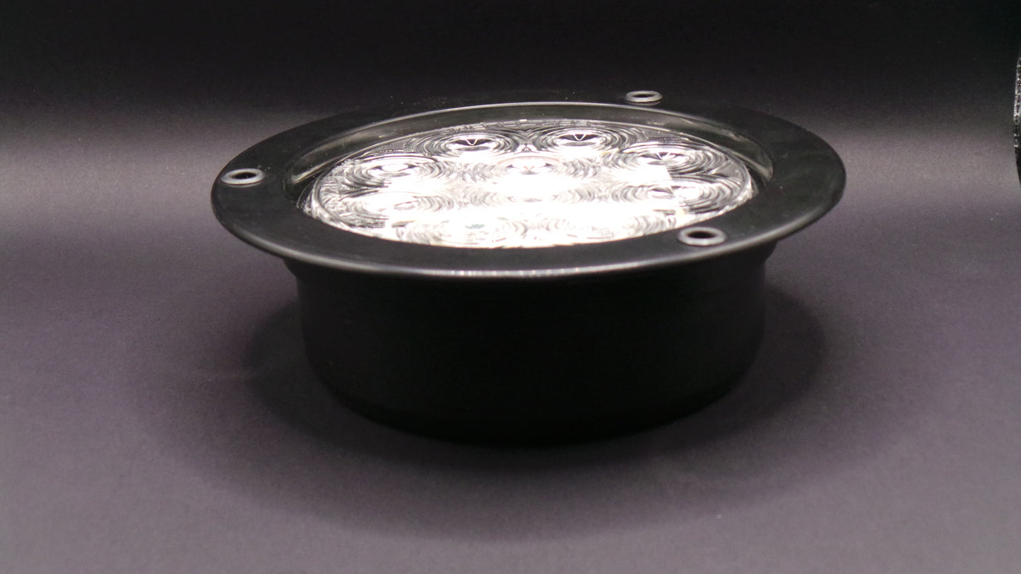 4" Back-Up  Fixed 10 LED Light Clear 12/24V W/ Black Bezel And Pigtail Kit  -  8002C
