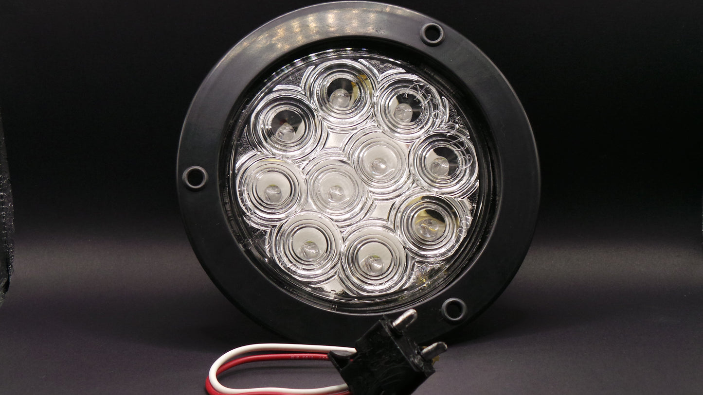 4" Back-Up  Fixed 10 LED Light Clear 12/24V W/ Black Bezel And Pigtail Kit  -  8002C