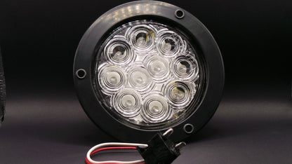 4" Back-Up  Fixed 10 LED Light Clear 12/24V W/ Black Bezel And Pigtail Kit  -  8002C