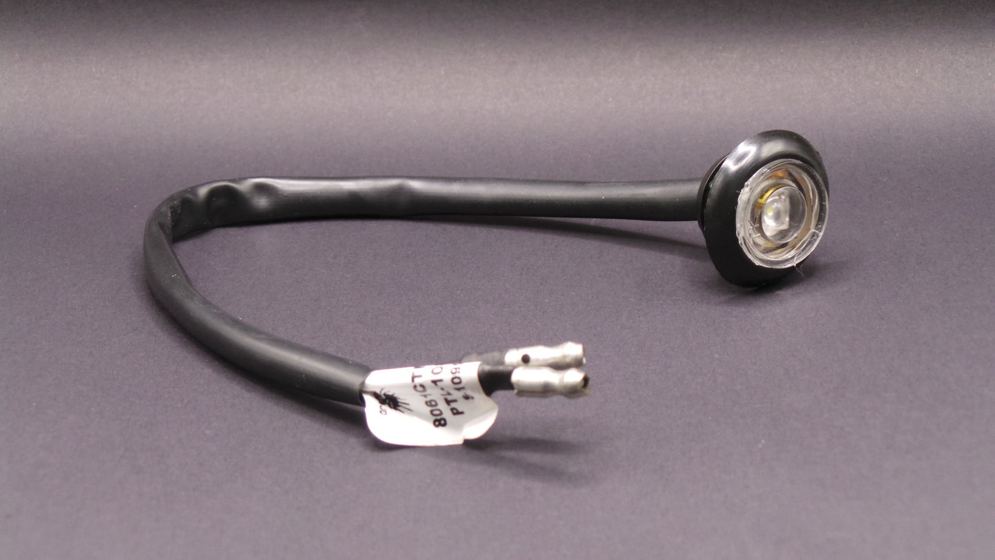 3/4" Clearance & Side Marker  1 LED Light Clear  12/24V with grommet And Direct Pigtail  -  8061C