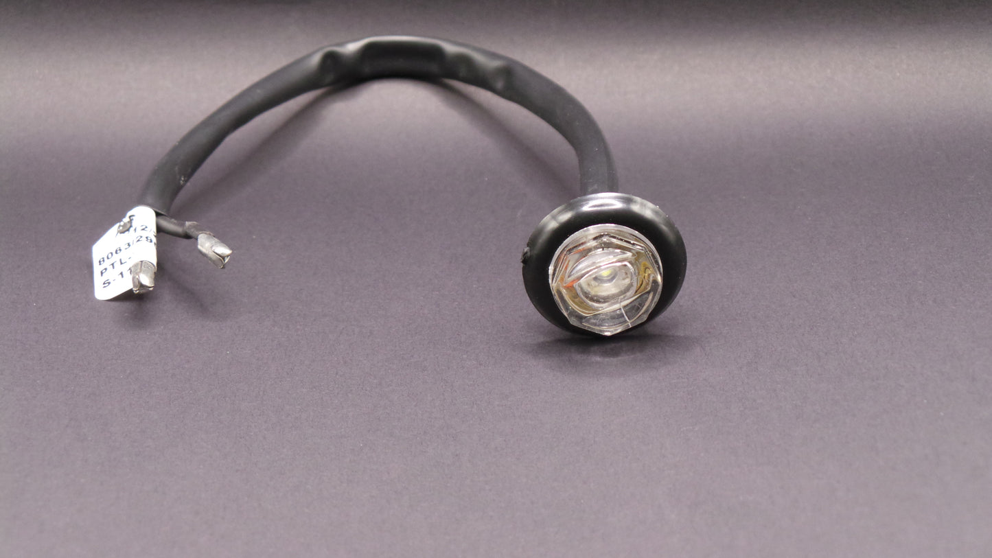 3/4"Clearance & Side Marker 1 LED Light Clear w/Grommet & Pigtail - 8063C