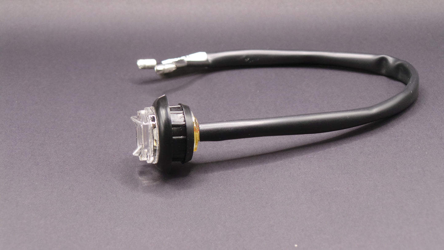 3/4"Clearance & Side Marker 1 LED Light Clear w/Grommet & Pigtail - 8063C