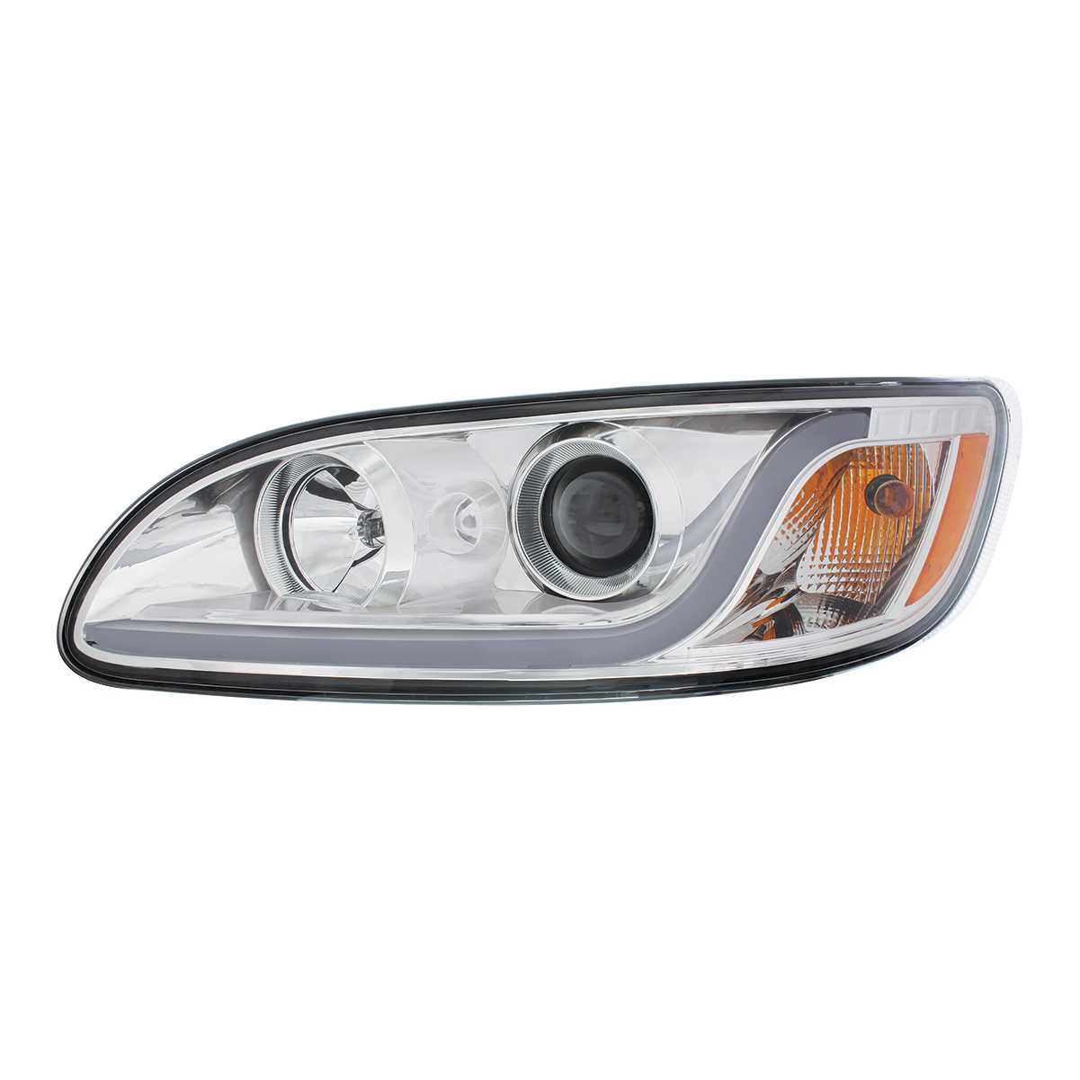 Chrome Projection Headlight With LED Dual Function Light Bar For PB 386 (2005-2015) & 387 (1999-2010) Driver Left  -  31252