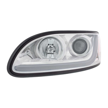 Chrome Projection Headlight With LED Dual Function Light Bar For PB 386 (2005-2015) & 387 (1999-2010) Driver Left  -  31252