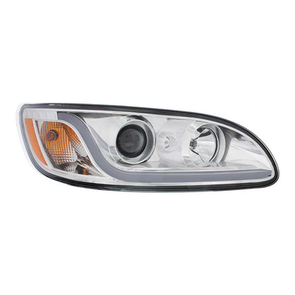 Chrome Projection Headlight With LED Dual Function Light Bar For PB 386 (2005-2015) & 387 (1999-2010) Passenger Right  -  31253