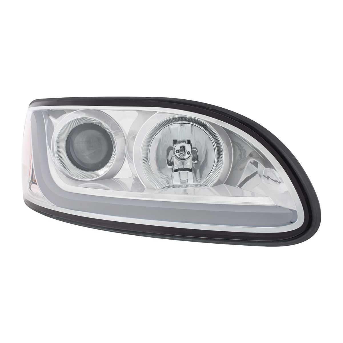 Chrome Projection Headlight With LED Dual Function Light Bar For PB 386 (2005-2015) & 387 (1999-2010) Passenger Right  -  31253