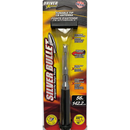 56 Inch  Silver Bullet Fiberglass CB Antenna Black  -  DRX-4561