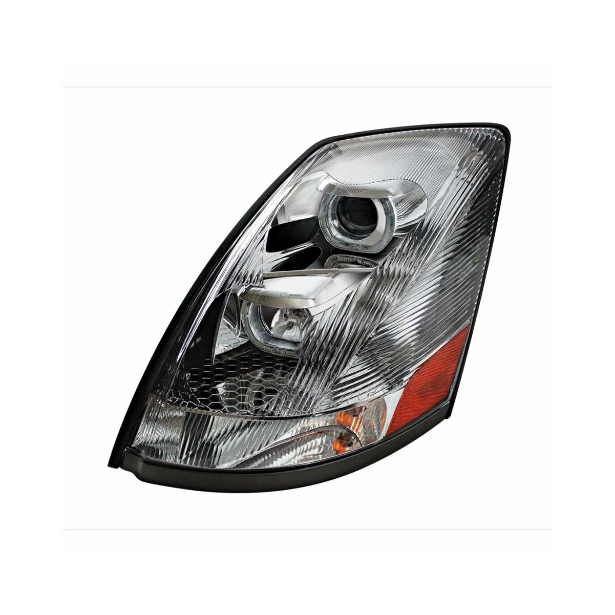 Chrome Projection Headlight w/ Amber LED Light Bar for 2003-2017 Volvo VN/VNL Driver - 31230