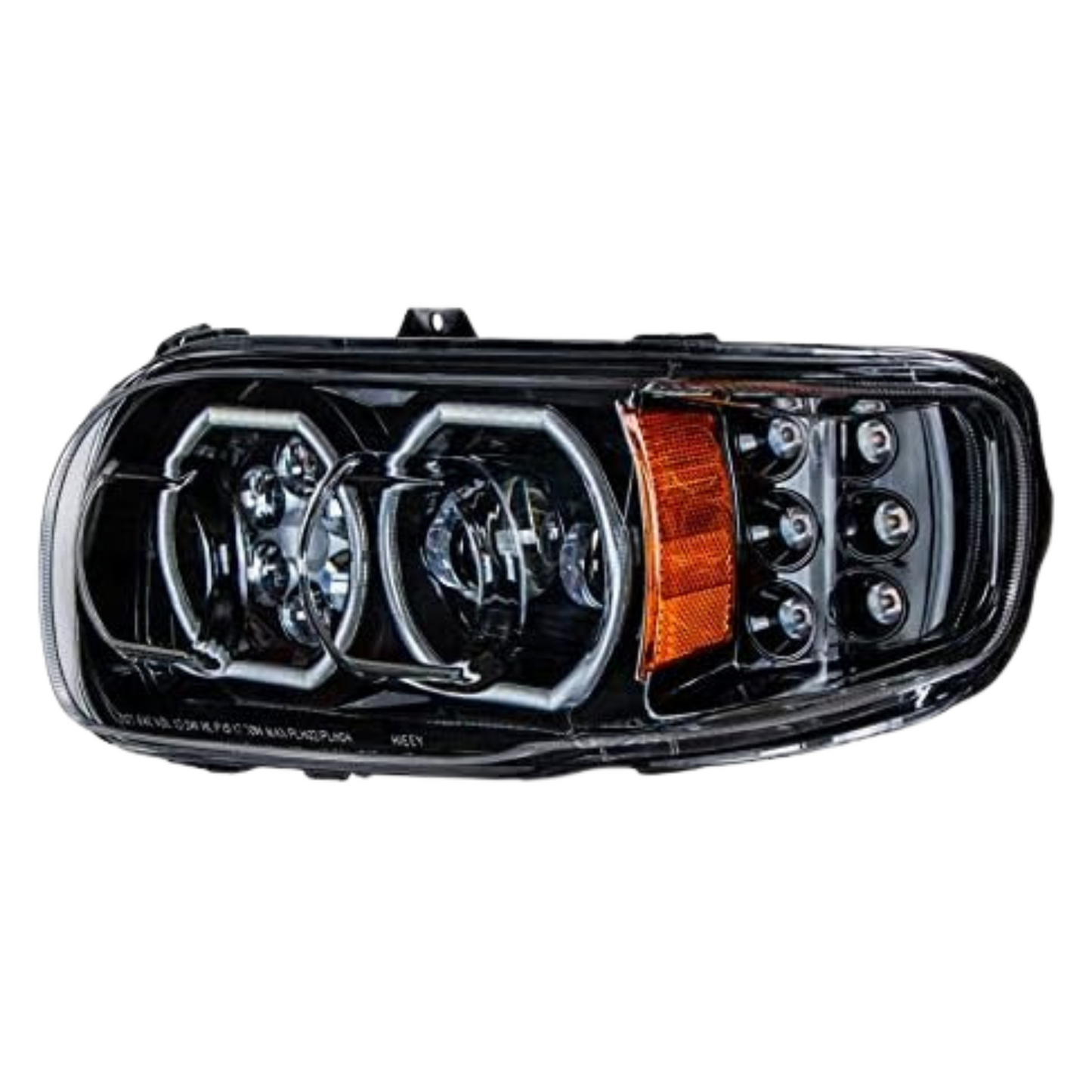 High Power 10 LED Blackout Headlight with 6 LED Turn & 100 LED Halo For 2008-15 PB 388 & 2008-2021 389 - Driver  -  35786