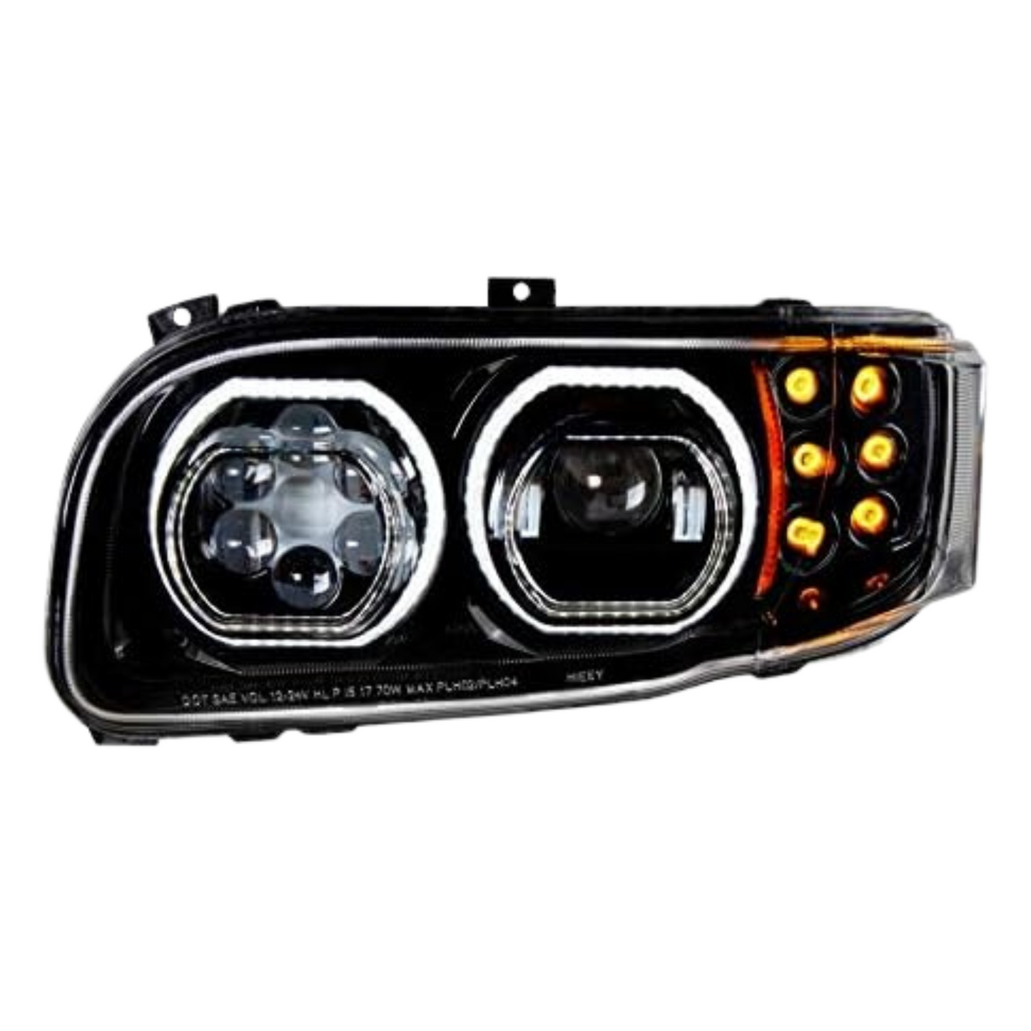 High Power 10 LED Blackout Headlight with 6 LED Turn & 100 LED Halo For 2008-15 PB 388 & 2008-2021 389 - Driver  -  35786