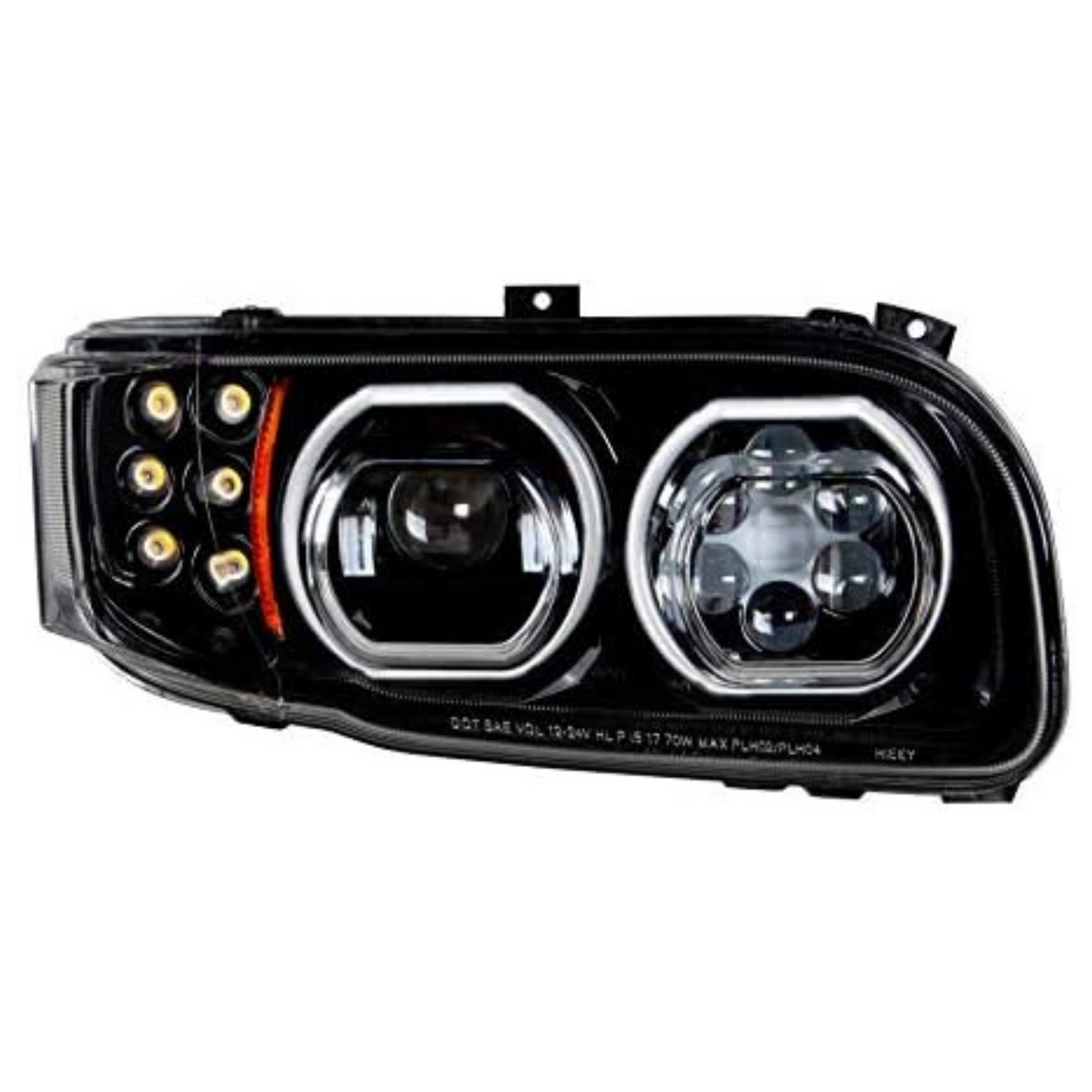 High Power 10 LED Blackout Headlight with 6 LED Turn & 100 LED Halo For 2008-15 PB 388 & 2008-2021 389 - Passenger  -  35787