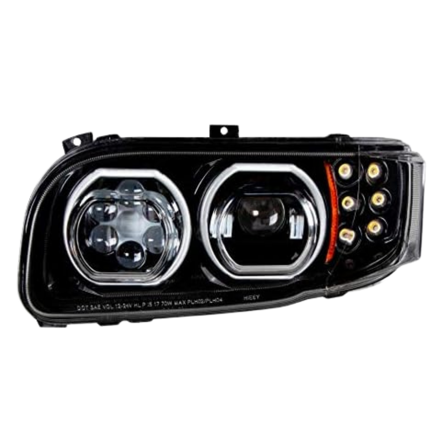 High Power 10 LED Blackout Headlight with 6 LED Turn & 100 LED Halo For 2008-15 PB 388 & 2008-2021 389 - Driver  -  35786