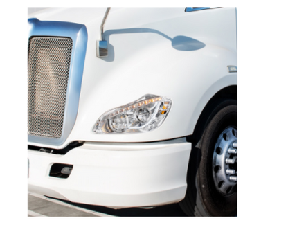 High power 45 LED chrome headlight with sequential turn signal, fits passenger side of 2013–2021 Kenworth T680