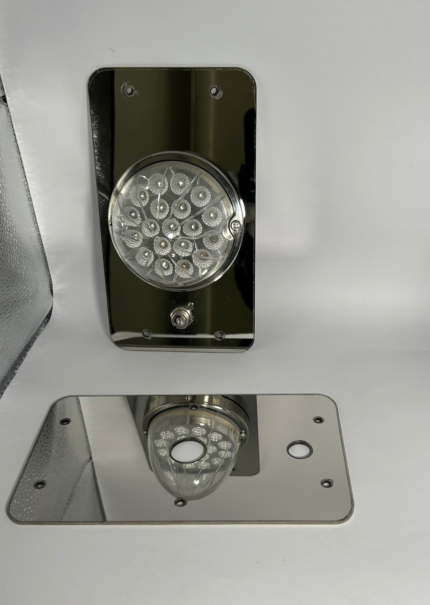 14 GA mirror finish 304 stainless steel watermelon light interior plate with mounting holes - RZ-H4''X7''