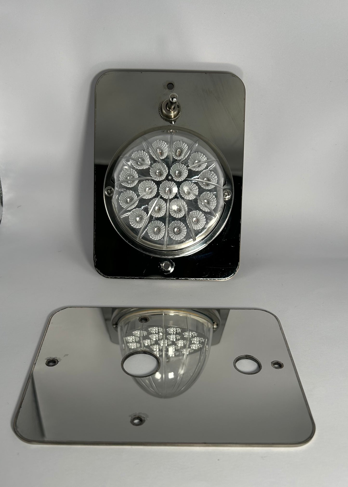 14 Gauge Mirror Finish 304 Stainless Steel Watermelon Light Interior Plate White Mounting Holes  -  RZ-G4''X5.5''