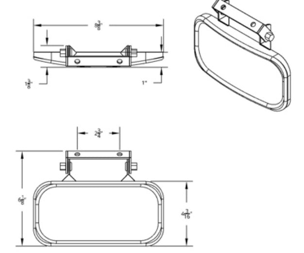 Rectangular Stainless Over Door Convex Mirror W/ Mounting Bracket - 43001