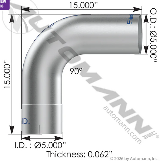 Exhaust Elbow 5" 90 Deg ID-OD ALZ - 562.U4590E15A