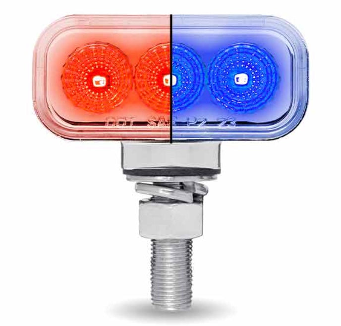 Amber/Red Clearance Marker to Blue Auxiliary 1.5″ x 3″ Mini Double Face Rectangular Light - TLED-DR1XB