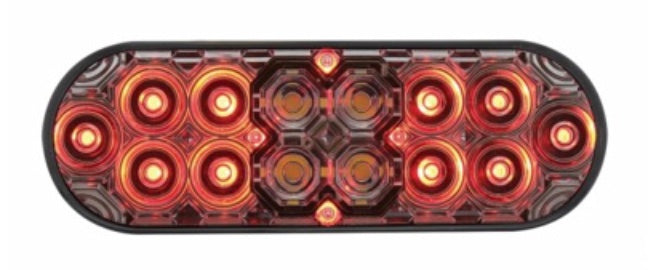 6" Oval Combo Light With 14 LED Stop Turn & Tail & 16 LED Back-Up Red LED/Clear Lens  -  36610