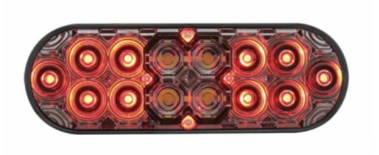 6" Oval Combo Light With 14 LED Stop Turn & Tail & 16 LED Back-Up Red LED/Clear Lens  -  36610