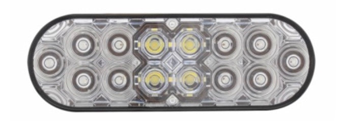 6" Oval Combo Light With 14 LED Stop Turn & Tail & 16 LED Back-Up Red LED/Clear Lens  -  36610