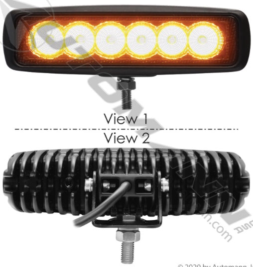 571.LD957WL6A3 - Work Lamp LED Amber Flood 6" 1620 Lumens