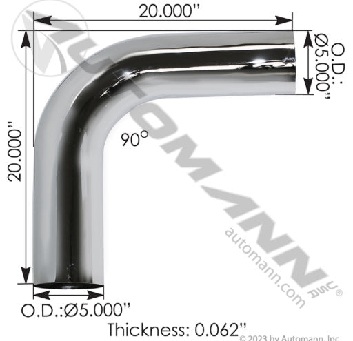 Exhaust Elbow 90 Deg 5in OD-OD Chrome - 562.U4590S20C