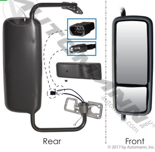 Black Heated Freightliner Columbia Mirror (Passenger) - 563.46070