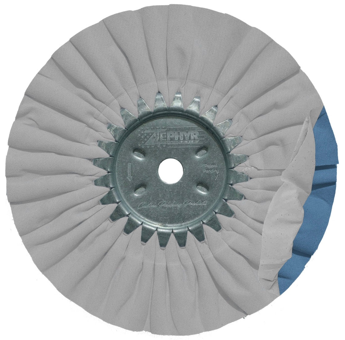 Zephyr 8" White/Blue Final Finish or Color Airway Buffing Wheel - AWW58-8SS