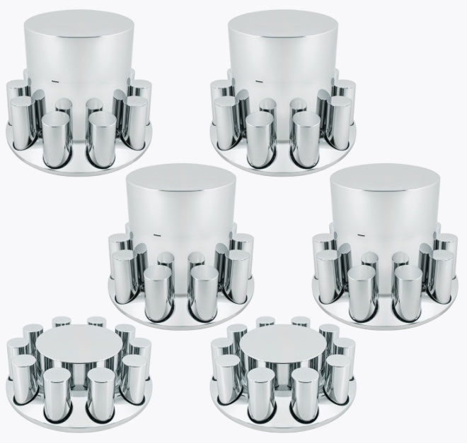 Chrome Plastic Flat Top Axle Cover Combo Kit With 33mm X 4-1/4" - 10383