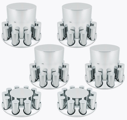Chrome Plastic Flat Top Axle Cover Combo Kit With 33mm X 4-1/4" - 10383