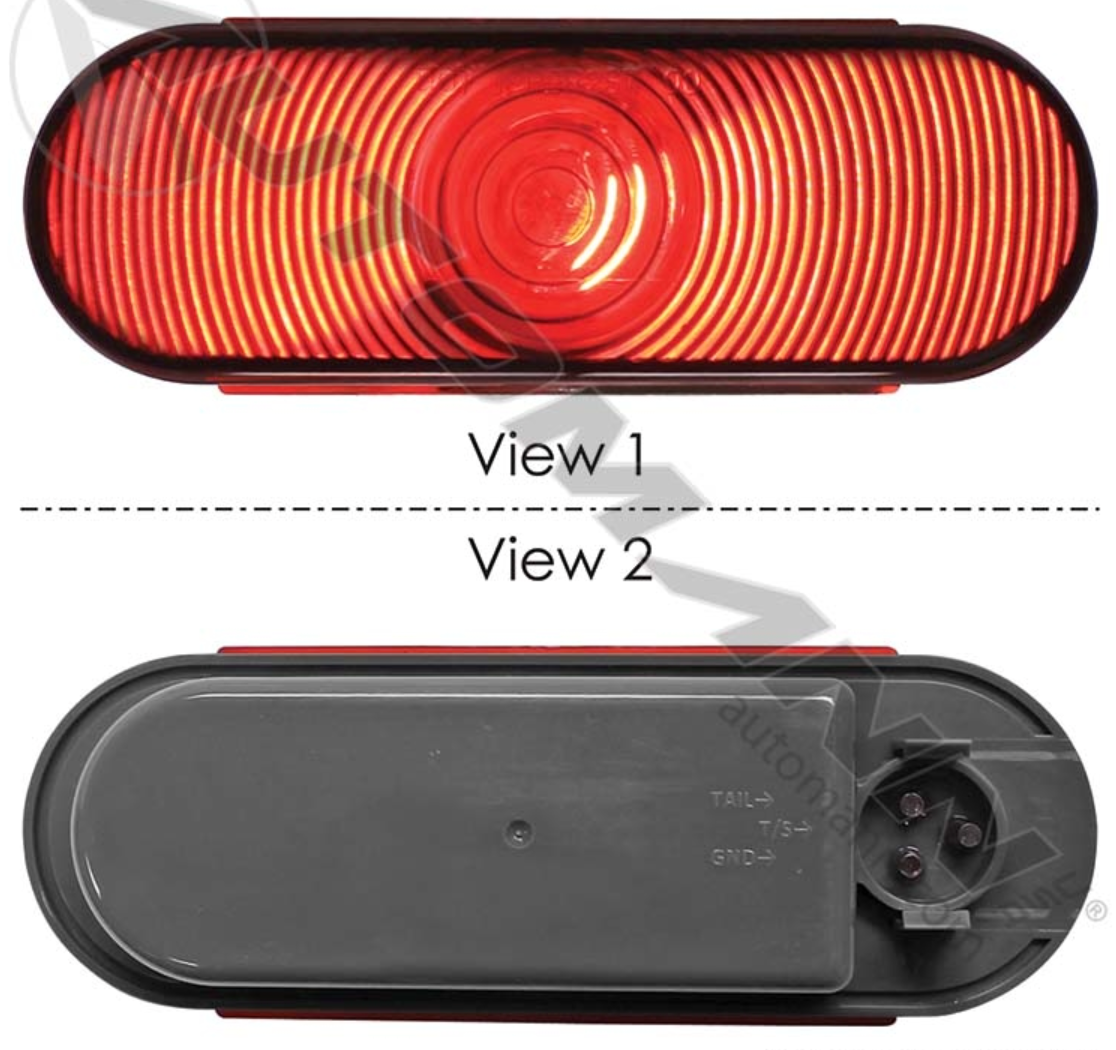 Stop/Turn/Tail Light 6in Oval Red Male 3 Pin - 571.LG603R
