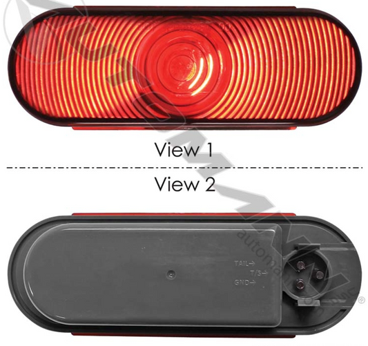 Stop/Turn/Tail Light 6in Oval Red Male 3 Pin - 571.LG603R
