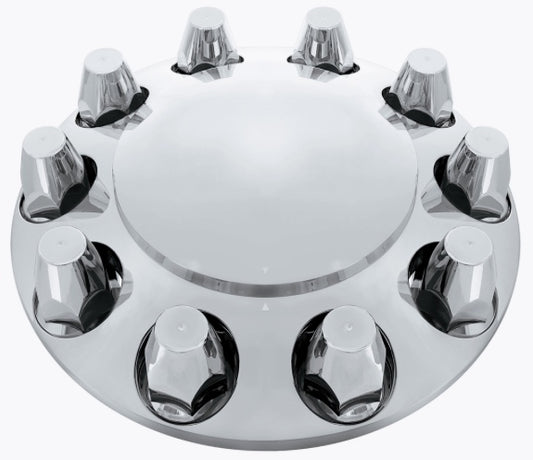 Dome Front Axle Cover With 33mm Standard Style Push-On Nut Covers - Chrome - 10135