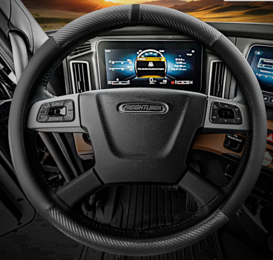 18" Steering Wheel Cover (2 Tone Black) - SWC-2T-BLK-L