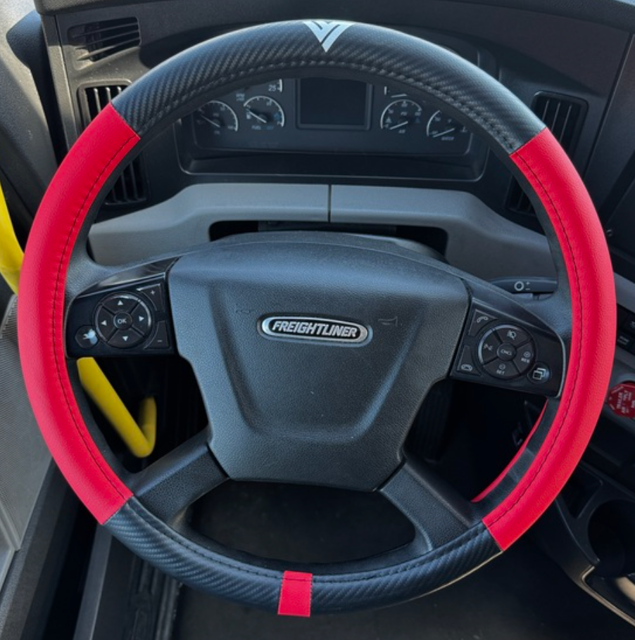 18" Steering Wheel Cover (2 Tone Black & Red) - SWC-2T-BR-L