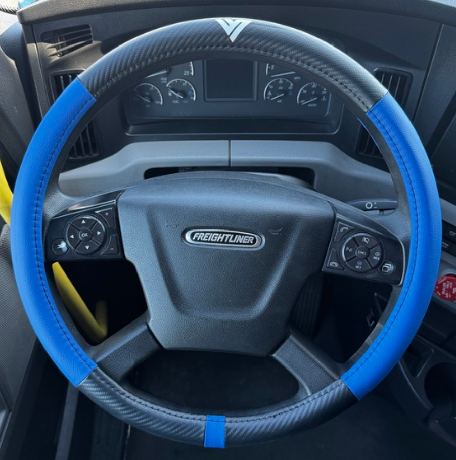 18" Steering Wheel Cover (2 Tone Black & Black) - SWC-2T-BLU-L
