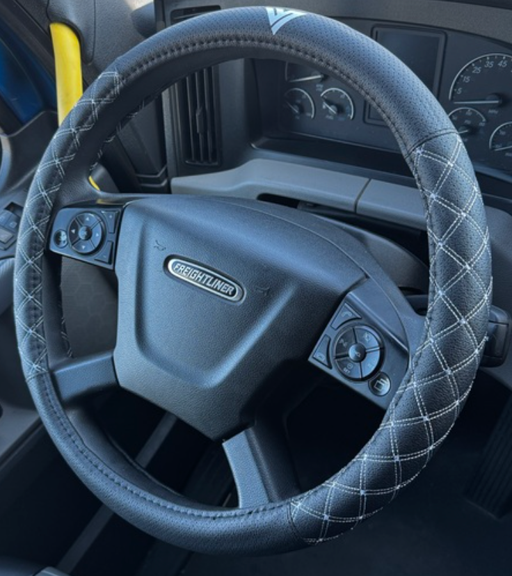 18" Steering Wheel Cover (Black & Grey) - SWC-CH-BG-L
