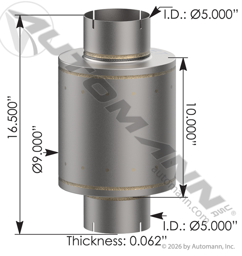 Resonator 5in Inlet/Outlet 9in Body Prm - 562.U65091P