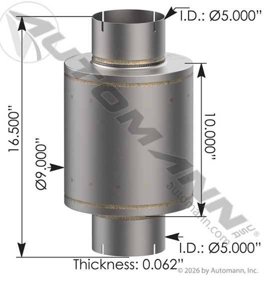 Resonator 5in Inlet/Outlet 9in Body Prm - 562.U65091P
